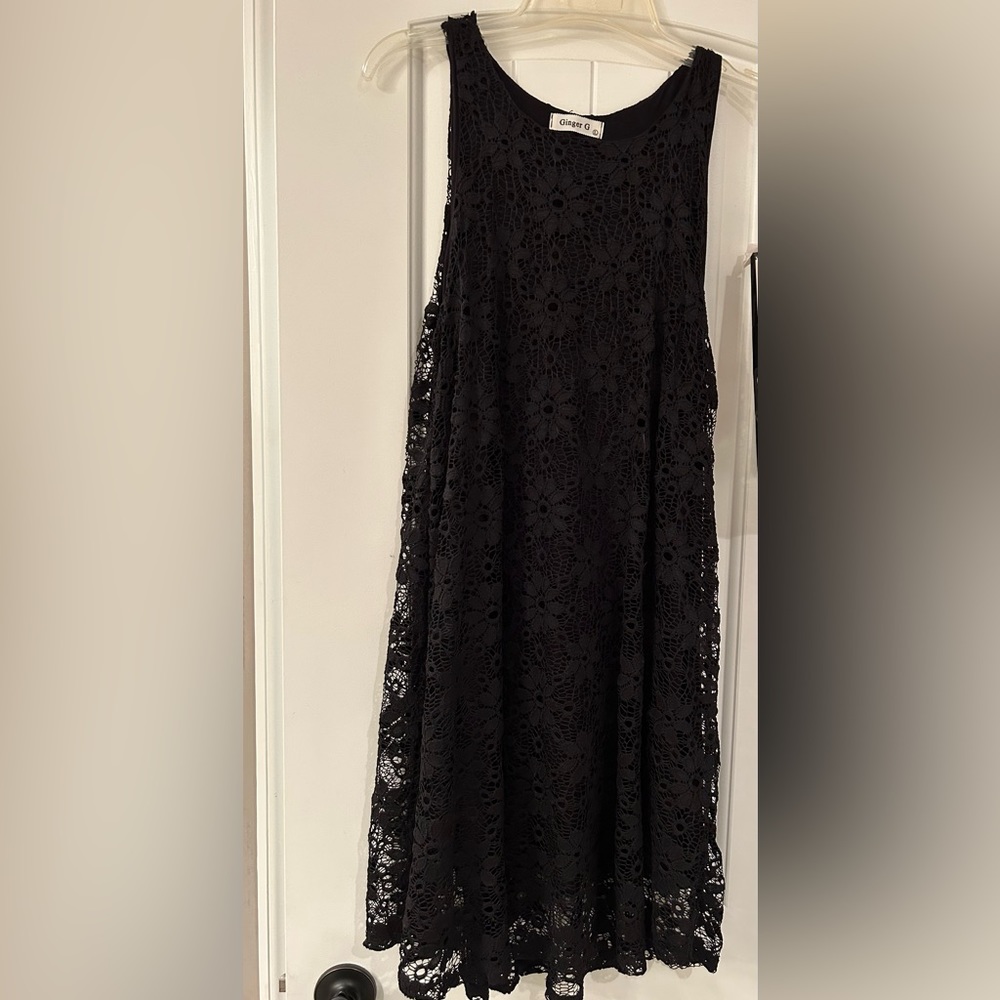 Black Lace lined dress sz L never worn